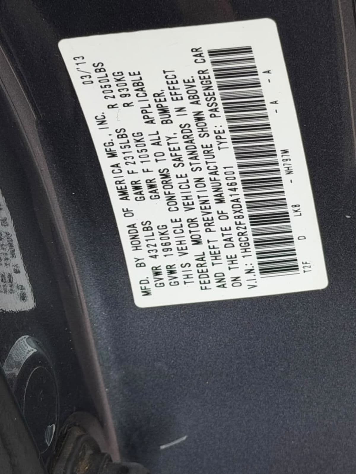 2013 HONDA ACCORD EXL — photo 4